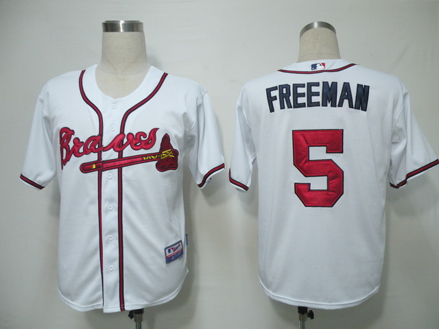 Braves #5 Freddie Freeman White Cool Base Stitched MLB Jersey - Click Image to Close